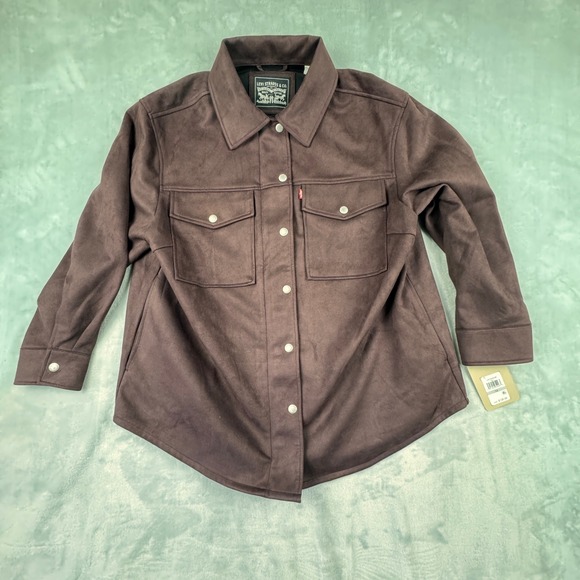 Levi's Womens Button Up Shirt Jacket 1X Burgundy New With Tags LW2WS235 - Picture 1 of 15